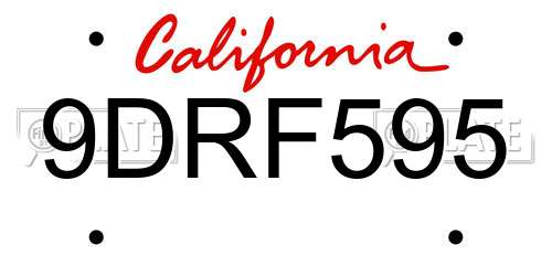 9DRF595 California License Plate