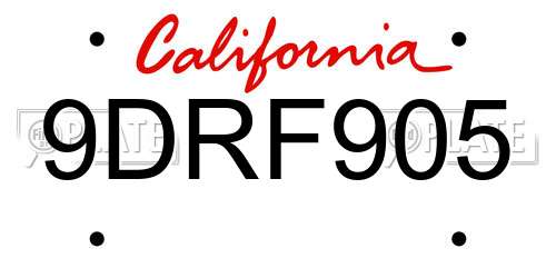 9DRF905 California License Plate