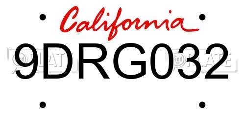 9DRG032 California License Plate