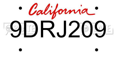 9DRJ209 California License Plate