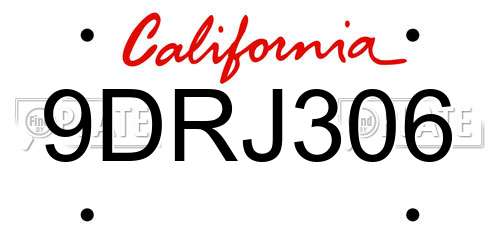 9DRJ306 California License Plate