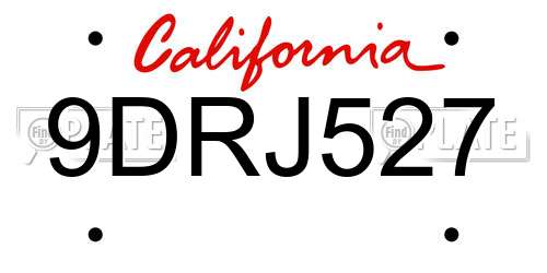 9DRJ527 California License Plate