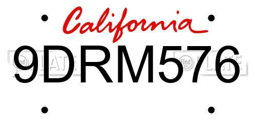 9DRM576 California License Plate