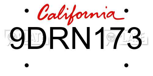 9DRN173 California License Plate
