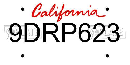 9DRP623 California License Plate