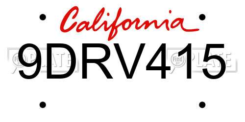 9DRV415 California License Plate