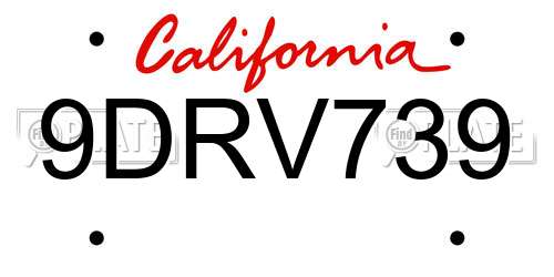 9DRV739 California License Plate