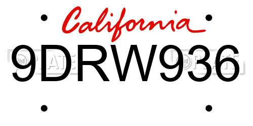9DRW936 California License Plate