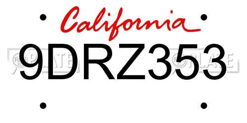 9DRZ353 California License Plate