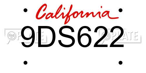 9DS622 California License Plate