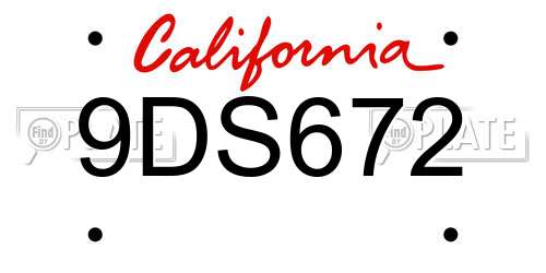 9DS672 California License Plate