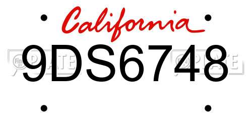 9DS6748 California License Plate