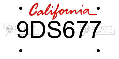 9DS677 California License Plate