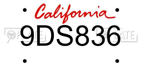9DS836 California License Plate