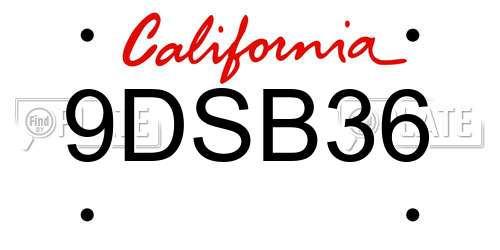 9DSB36 California License Plate