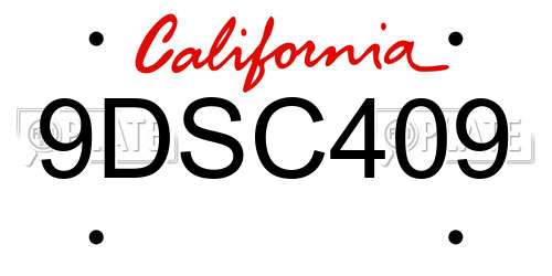 9DSC409 California License Plate