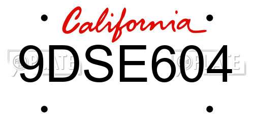 9DSE604 California License Plate