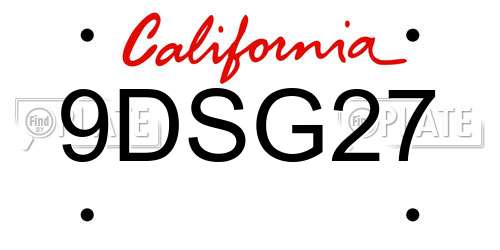 9DSG27 California License Plate