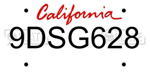 9DSG628 California License Plate
