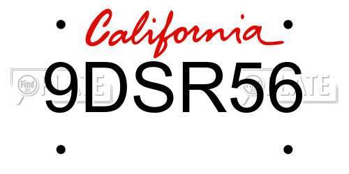9DSR56 California License Plate