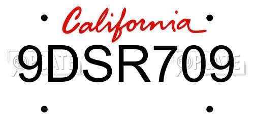 9DSR709 California License Plate