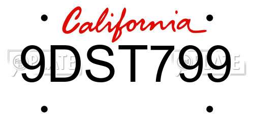 9DST799 California License Plate