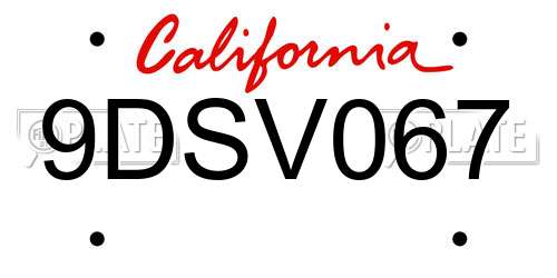 9DSV067 California License Plate