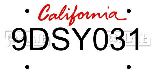 9DSY031 California License Plate