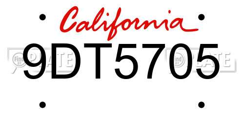 9DT5705 California License Plate