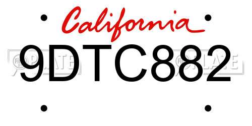 9DTC882 California License Plate