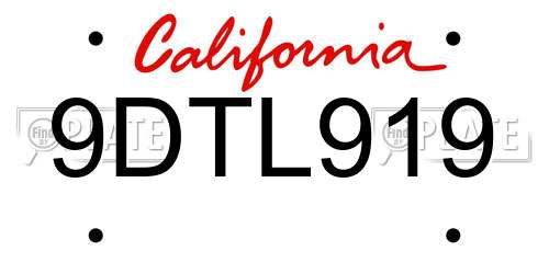 9DTL919 California License Plate