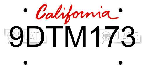 9DTM173 California License Plate