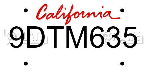 9DTM635 California License Plate