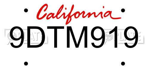 9DTM919 California License Plate