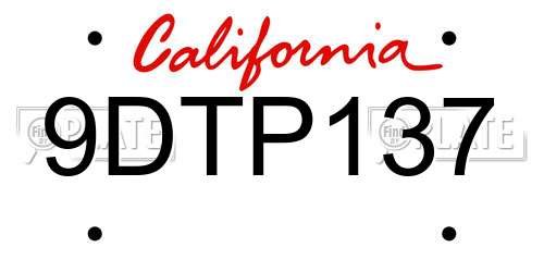 9DTP137 California License Plate