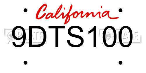 9DTS100 California License Plate