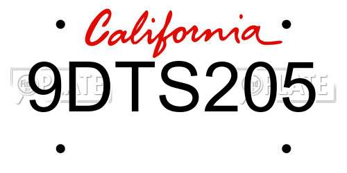 9DTS205 California License Plate