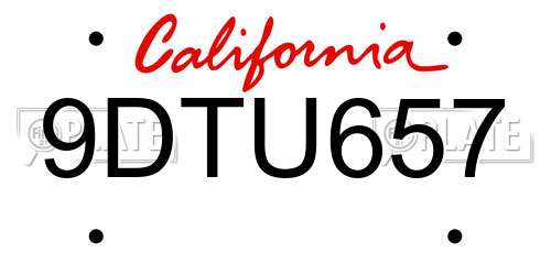 9DTU657 California License Plate