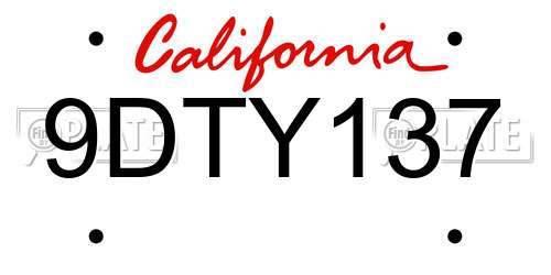 9DTY137 California License Plate