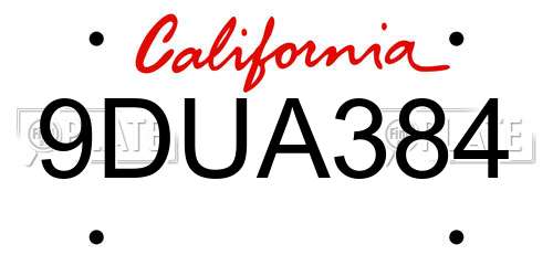 9DUA384 California License Plate