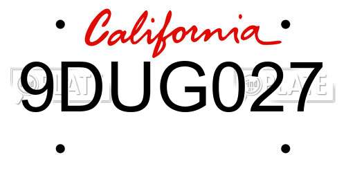 9DUG027 California License Plate