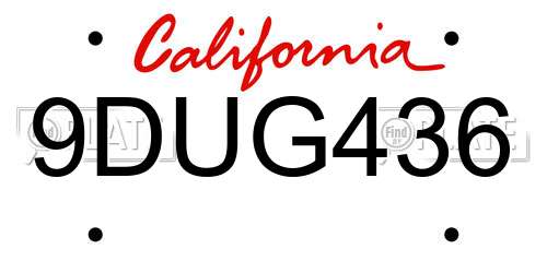 9DUG436 California License Plate