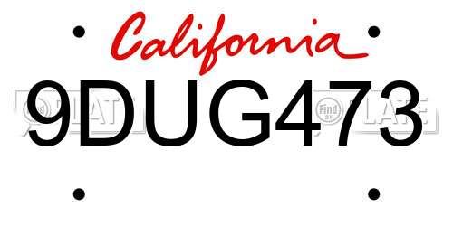 9DUG473 California License Plate