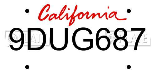 9DUG687 California License Plate