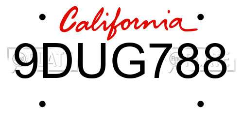 9DUG788 California License Plate