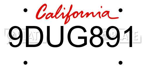 9DUG891 California License Plate