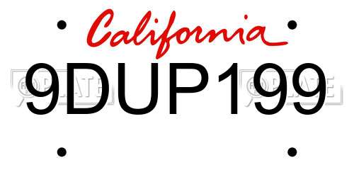 9DUP199 California License Plate