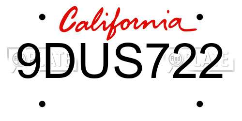 9DUS722 California License Plate