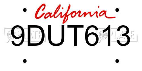 9DUT613 California License Plate