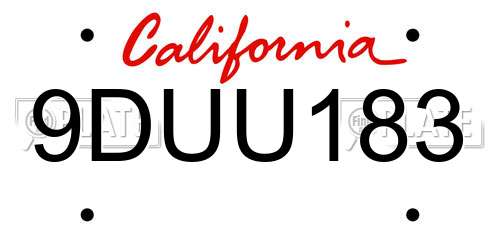 9DUU183 California License Plate